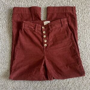 Marine Layer Ankle Corduroy Pants in Rich Burgundy